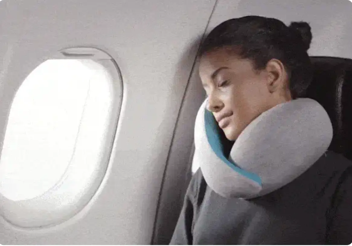 Travel pillow on flight